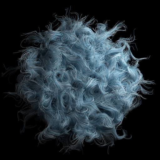 A round, abstract blue structure with numerous flowing, curly strands extends outward against a solid black background, evoking the dynamic intelligence of BrainMaxxing AI.